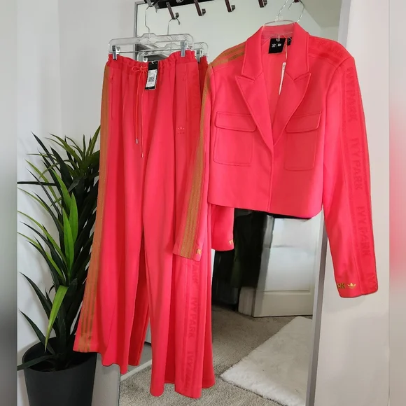 NWT Adidas x Ivy Park Cropped Suit Jacket & 3-Stripes Suit Pants, Coral | Mesa - Picture 4 of 7